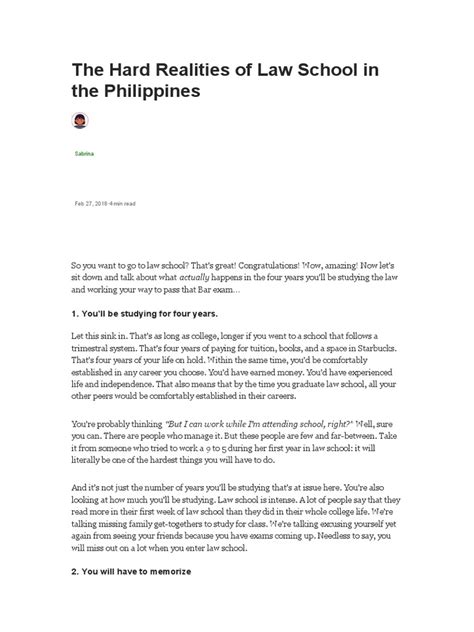 The Hard Realities of Law School in the Philippines .